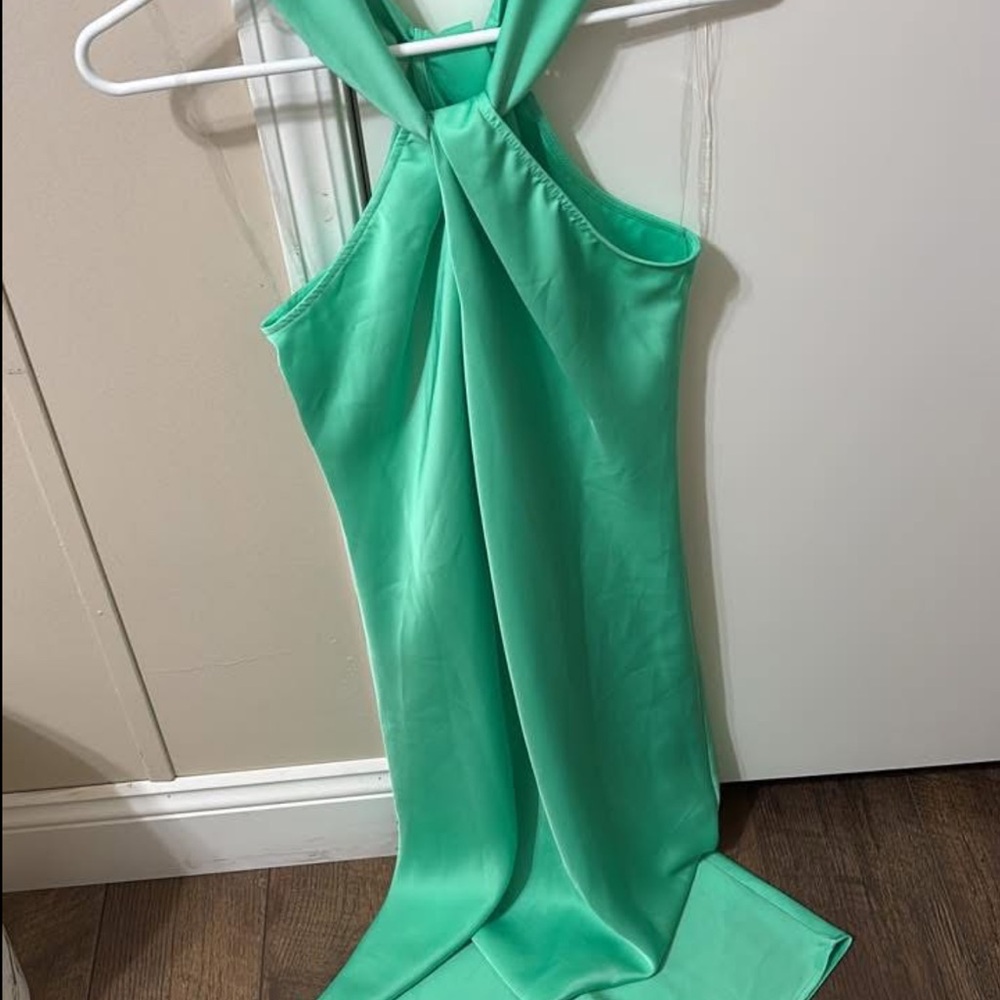 Elegant Mint Green Halter Dress